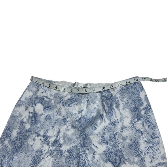 Sara Campbell Blue White Abstract Print Crop Pants Fringe Hem Size 6 - Picture 3 of 11